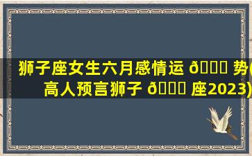 狮子座女生六月感情运 🐕 势(高人预言狮子 🐝 座2023)